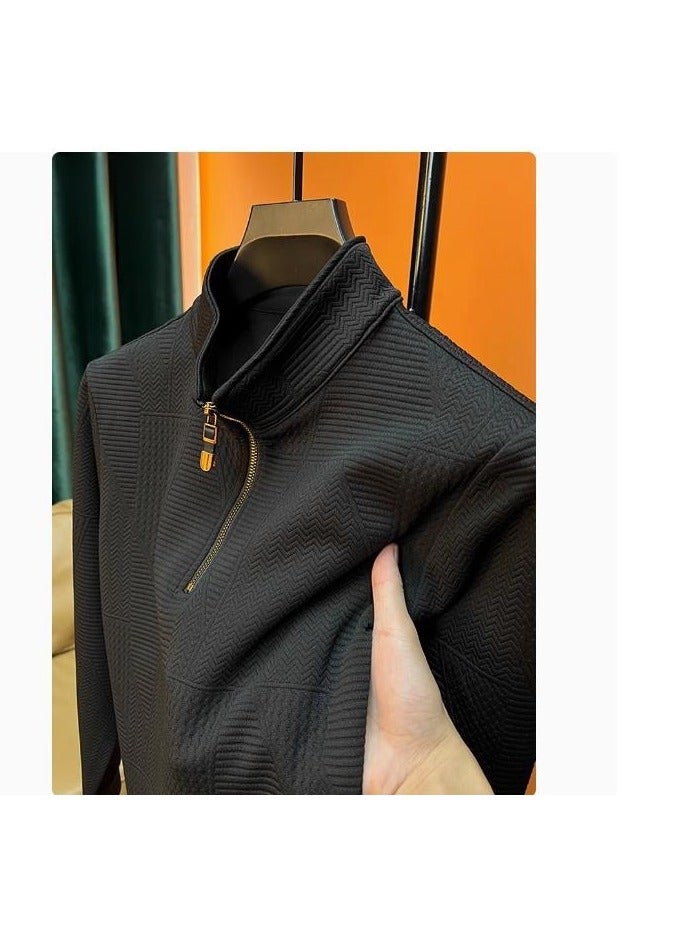 Men's Long Sleeved T-Shirt Lose Casual Pullover Base Hoodie  - Image 1