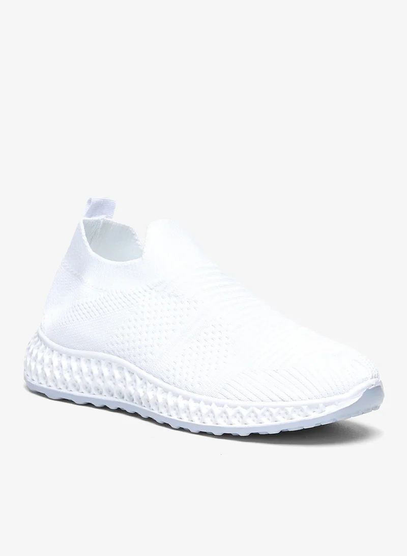 شو اكسبرس Textured Trainers with Pull Up Tab White
