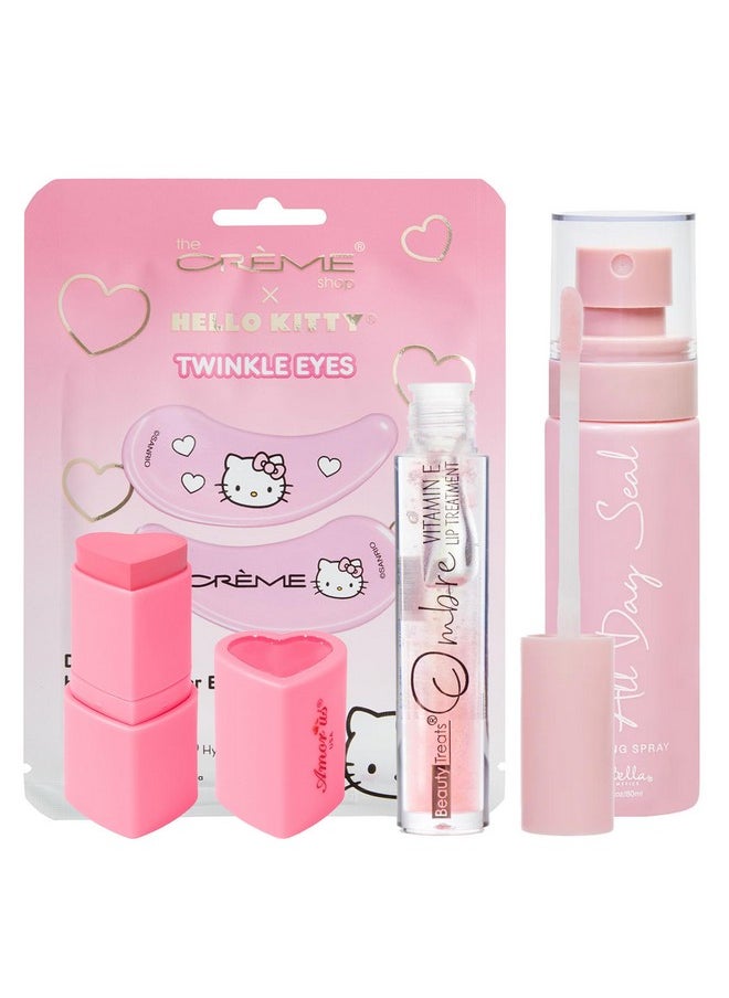 Glam Lux - Beauty Bundle Mystery Makeup Sets The Creme Shop X Hello Kitty Twinkle Eyes Patches, Amorus Matte Sweet Blush Stick, All Day Setting Spray & Beauty Treats Ombre Lip Treatment Gifts - Image 1