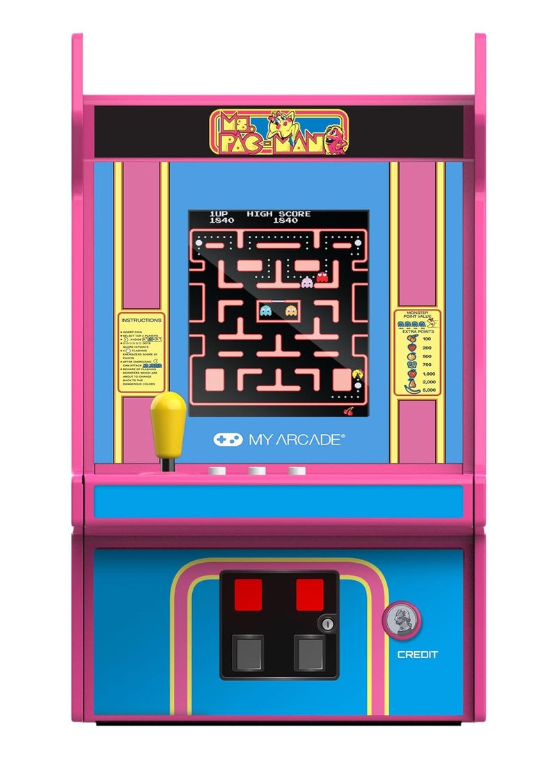 My Arcade Ms. Pac-Man Micro Player: 100 Games, 6.75" Mini Arcade Machine, Fully playable Video Game Collectible - Image 1
