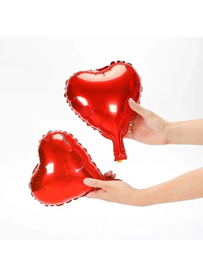 Red Heart Shaped Foil Balloons 6 Pack 9 84 Inch Shiny Metallic Finish For Valentine Wedding Birthday Party Decoration - Image 2