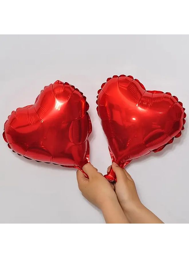 Red Heart Shaped Foil Balloons 6 Pack 9 84 Inch Shiny Metallic Finish For Valentine Wedding Birthday Party Decoration - Image 1