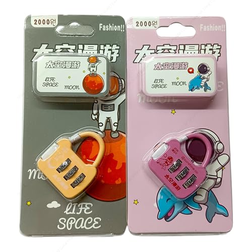 SHAKTISM Mini 3-Digit Combination Lock, Multicolour Metal Padlock for Bags and Luggage, TSA Approved -1Pc Random Design Dispatched(Password Luggage Lock -D4) - Image 2