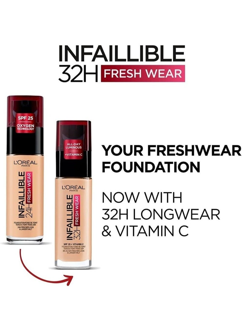 L'OREAL PARIS Infaillible 32H Fresh Wear Foundation 100 Linen - SPF 25 + Vitamin C​ - Image 3