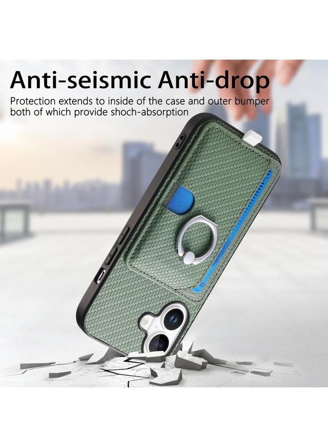 Zaboon Case For iPhone 11 Carbon Fiber Ring Side Insert Card Bag MagSafe Phone Case - Image 5