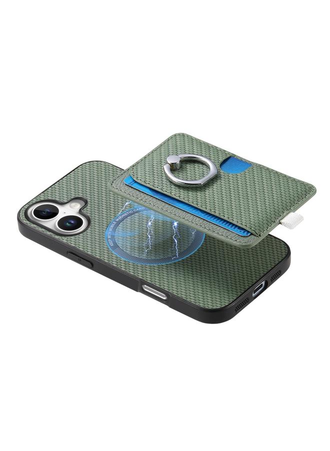 Zaboon Case For iPhone 11 Carbon Fiber Ring Side Insert Card Bag MagSafe Phone Case - Image 4