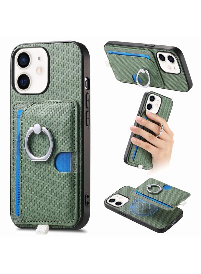 Zaboon Case For iPhone 11 Carbon Fiber Ring Side Insert Card Bag MagSafe Phone Case - Image 1