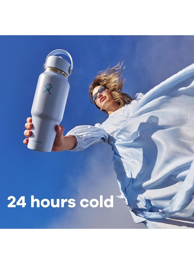 Hydro Flask زجاجة سفر هايدرو فلاسک 946 مل (32 أونصة) - زجاجة ماء من الفولاذ المقاوم للصدأ مع غطاء قشة مرن - تريليوم - Image 4