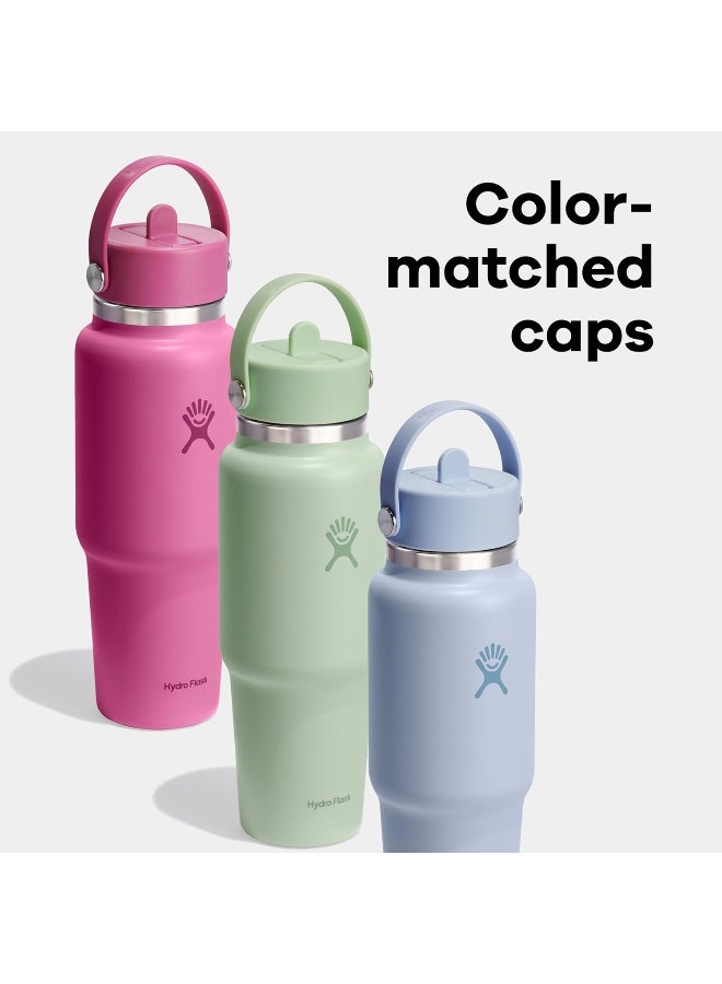 Hydro Flask زجاجة سفر هايدرو فلاسک 946 مل (32 أونصة) - زجاجة ماء من الفولاذ المقاوم للصدأ مع غطاء قشة مرن - تريليوم - Image 5