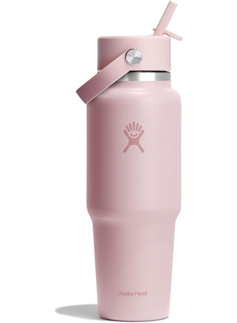 Hydro Flask زجاجة سفر هايدرو فلاسک 946 مل (32 أونصة) - زجاجة ماء من الفولاذ المقاوم للصدأ مع غطاء قشة مرن - تريليوم - Image 1