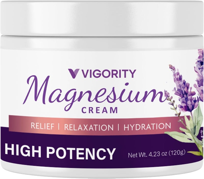 Vigority Magnesium Cream for Sleep Magnesium Lotion for Leg Cramps  Soothing Magnesium with Lavender Vitamin E and Shea Butter  Safe for Kids  Pregnant Individuals  423 oz