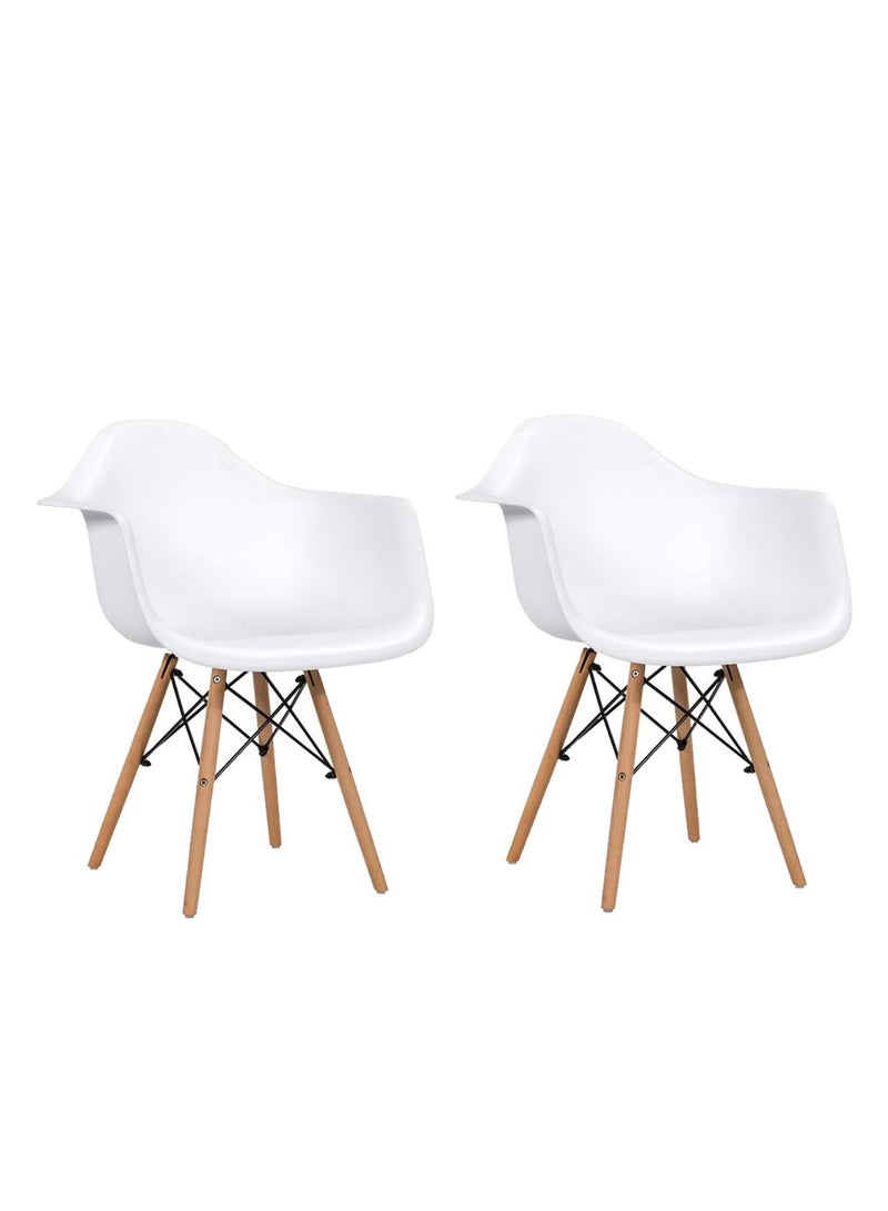 Mahmayi كرسي Mahmayi Ultimate Eames Style DAW بذراعين - أبيض (عبوة من قطعتين)  - Image 1