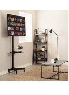Generic Mobile TV Stand with Height Adjustable Mount on Lockable Wheels for 32-65 Inch Flat and Curved Screens, Including a Removable Shelf for A/V Equipment and Laptops  - Image 3