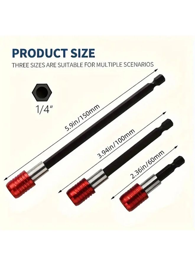 3Pcs Hex Shank Quick Release Drill Bit Set With Self Locking 100ML Extension Rod - Image 2