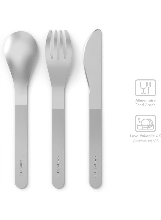 MONBENTO - MB Slim Box Onyx Lunch Box Cutlery Set - 3 Pieces Fork Knife Spoon - Nomadic Cutlery for MB Original Bentos and MB Square - Ideal for Work/School/Picnic - Stainless Steel - Black - Image 3