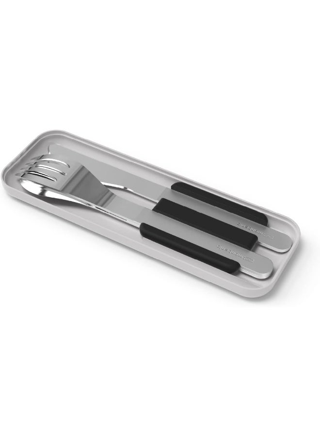 MONBENTO - MB Slim Box Onyx Lunch Box Cutlery Set - 3 Pieces Fork Knife Spoon - Nomadic Cutlery for MB Original Bentos and MB Square - Ideal for Work/School/Picnic - Stainless Steel - Black - Image 1