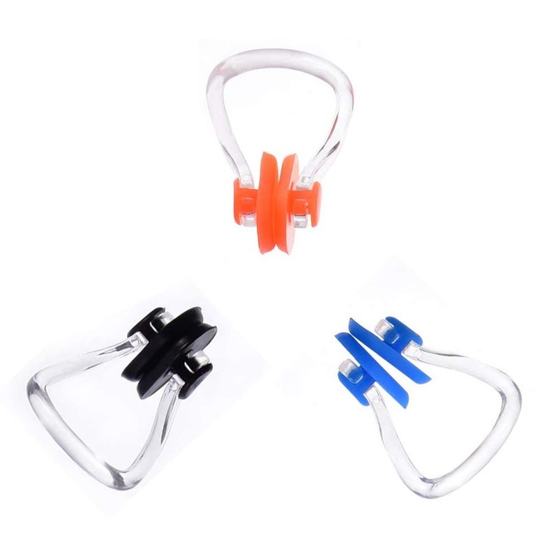 Ruwado Royee 3 Pcs Swimming Nose Clips Waterproof Soft Comfortable Silica Gel Nose Plugs for Swim Training Swimming Beginner Learner Athletic Adult Kids Children (Black, Blue, Orange) - Image 2