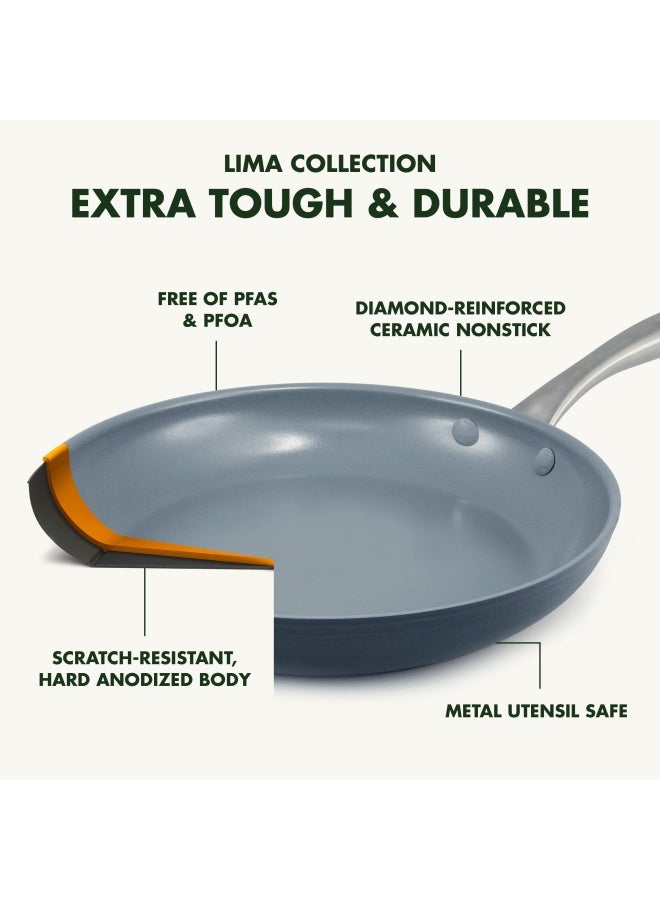 Greenpan GreenPan Lima Ceramic Hard Anodized 12 Frying Pan Skillet with Lid PFASPFOAFree Nontoxic Pots and Pans Oven  Broiler Safe Stainless Steel Handle Cookware for Eggs  Omelet Gray  - Image 3