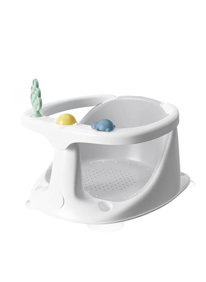 Moms Magic Baby Bath Seat with Safety Guardrail – 3 Fun Toys, 4 Suction Cups, Compact & Portable Bath Chair – Ideal for Bathtub or Bathroom  - Image 1