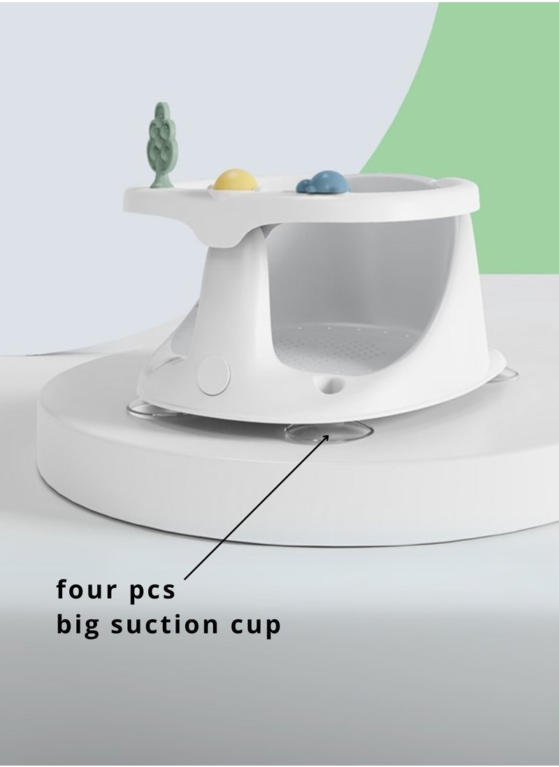 Moms Magic Baby Bath Seat with Safety Guardrail – 3 Fun Toys, 4 Suction Cups, Compact & Portable Bath Chair – Ideal for Bathtub or Bathroom  - Image 3