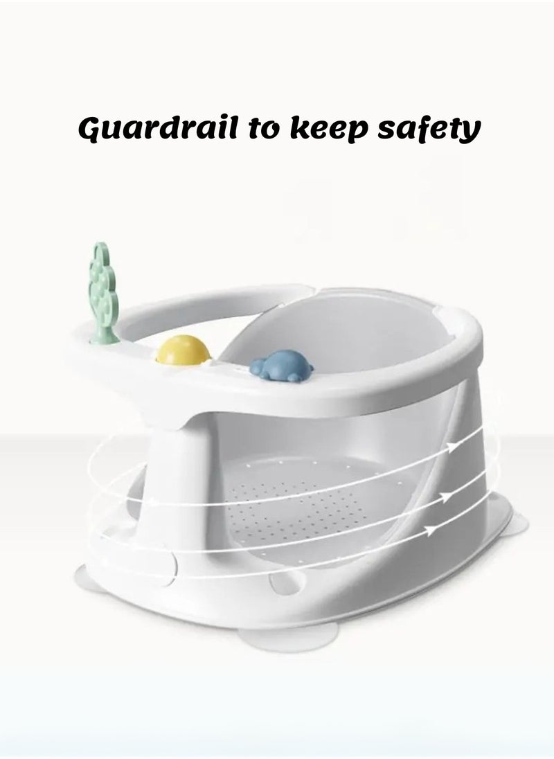 Moms Magic Baby Bath Seat with Safety Guardrail – 3 Fun Toys, 4 Suction Cups, Compact & Portable Bath Chair – Ideal for Bathtub or Bathroom  - Image 5
