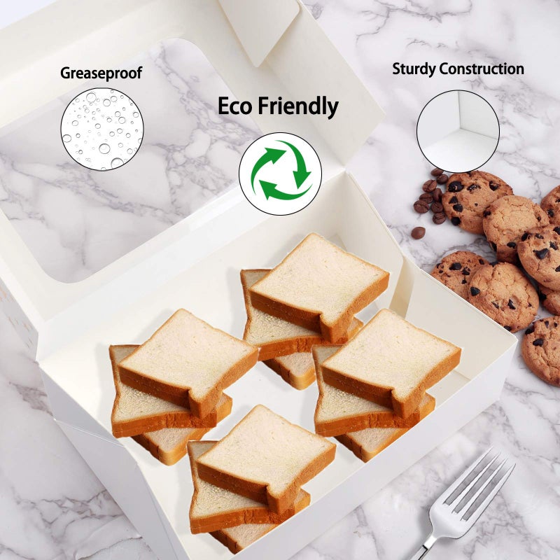 CHOUNYEE 24 PCS Christmas Cookie Boxes for Gift Giving, 9x6x3 Golden Star Christmas Treat Boxes with Window, Auto-Up Holiday Cookie Boxes,Baking Goods Packaging Box for Desserts, Mini Cake, Donuts - Image 5
