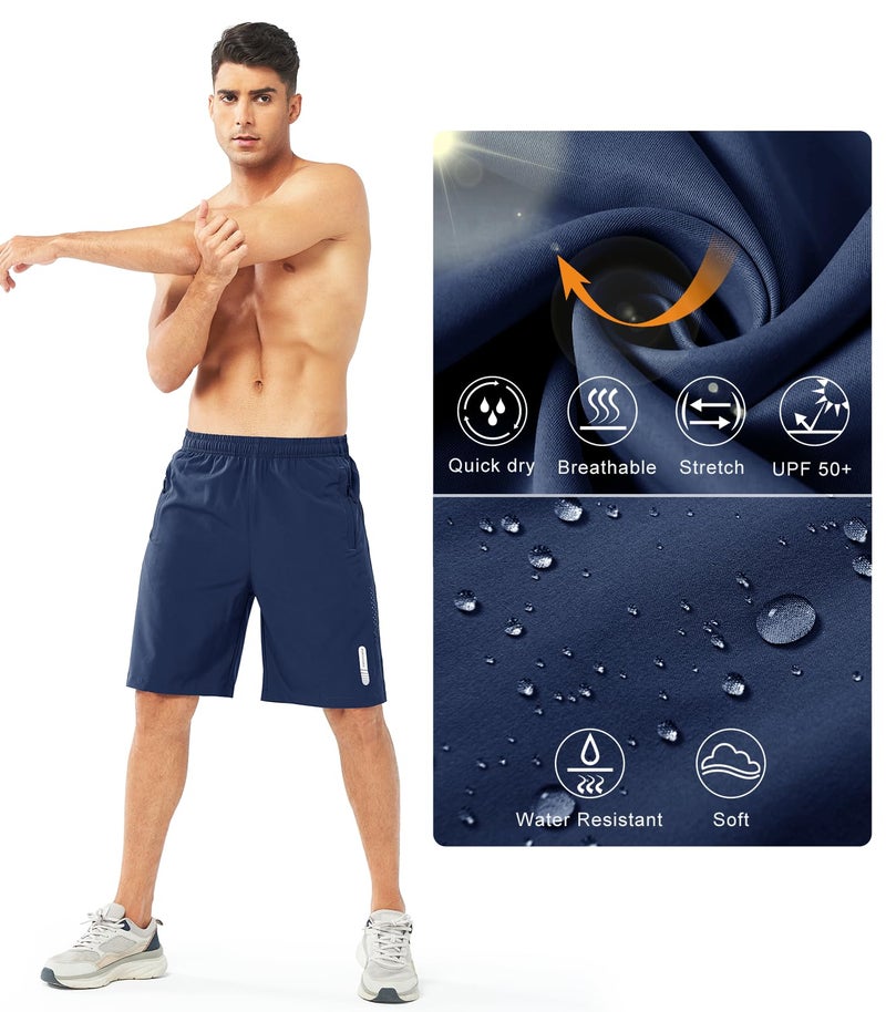 NORTHYARD Men's Athletic Running Shorts Quick Dry Workout Shorts 7"/ 5"/ 9" Lightweight Sports Gym Basketball Shorts Hiking Exercise DARKBLUE-9inch XL - Image 5