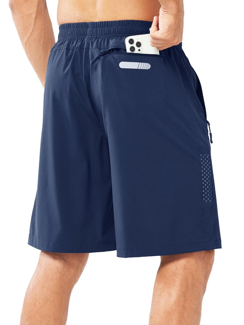 NORTHYARD Men's Athletic Running Shorts Quick Dry Workout Shorts 7"/ 5"/ 9" Lightweight Sports Gym Basketball Shorts Hiking Exercise DARKBLUE-9inch XL - Image 2