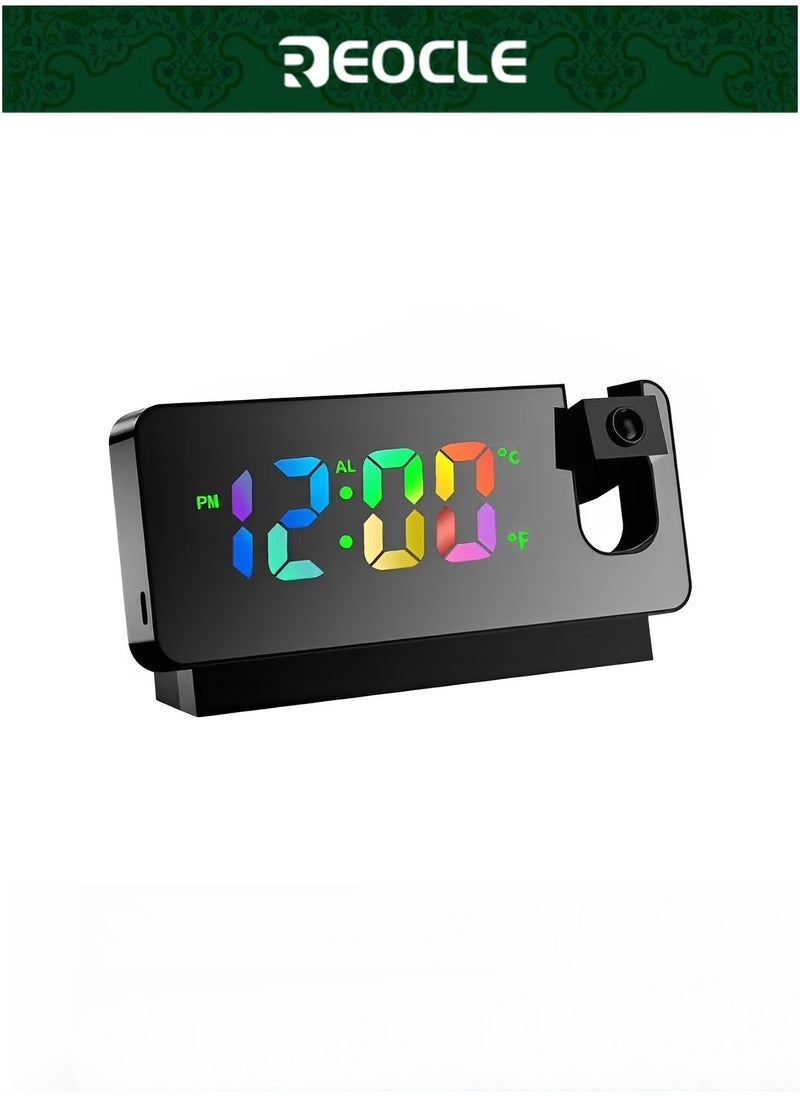 REOCLE Projector Clock Bedroom on Ceiling Projection Alarm Clock with LED Large Display & USB Charge Loud Electric Alarm Clock for Kids Adults Elders - Image 1