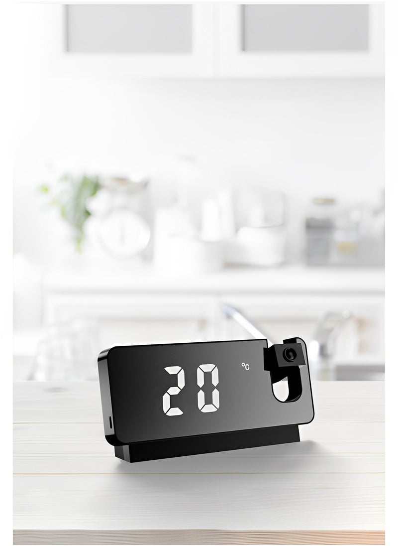 REOCLE - Projector Clock Bedroom on Ceiling Projection Alarm Clock with LED Large Display & USB Charge Loud Electric Alarm Clock for Kids Adults Elders - Image 1