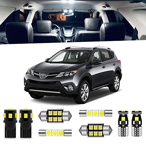 ENDPAGE 8-Pieces RAV4 LED Interior Light Kit for Toyota RAV4 2006 2007 2008 2009 2010 2011 2012 2013 2014 2015 White 6000K Interior LED Lighting Package + License Plate Lights, Install Tool - Image 1