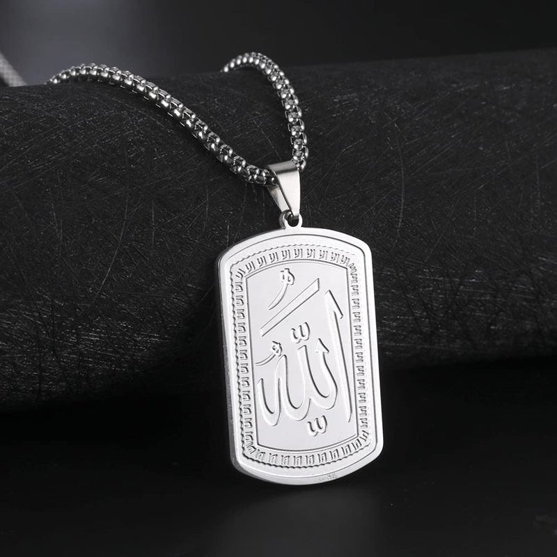 VASSAGO Allah Necklace for Women Men Stainless Steel Islamic Muslim Pendant Islam Religious Charm Jewelry Gift (Silver Allah Necklace) - Image 3