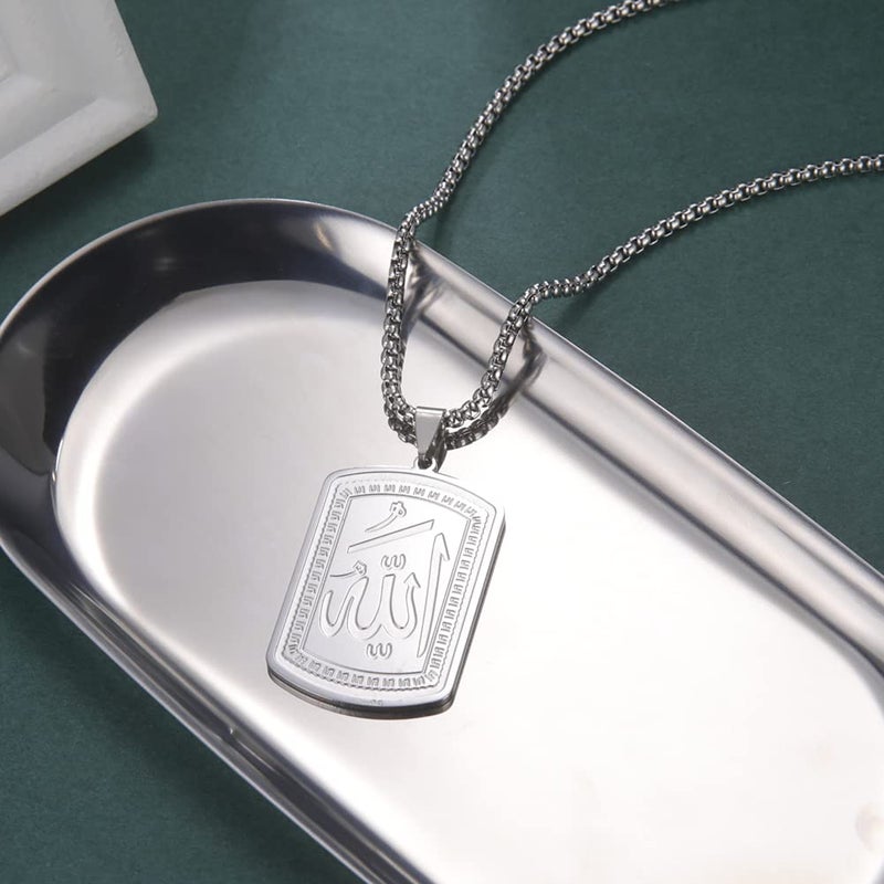 VASSAGO Allah Necklace for Women Men Stainless Steel Islamic Muslim Pendant Islam Religious Charm Jewelry Gift (Silver Allah Necklace) - Image 4