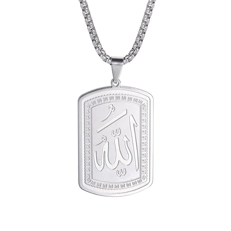 VASSAGO Allah Necklace for Women Men Stainless Steel Islamic Muslim Pendant Islam Religious Charm Jewelry Gift (Silver Allah Necklace) - Image 1