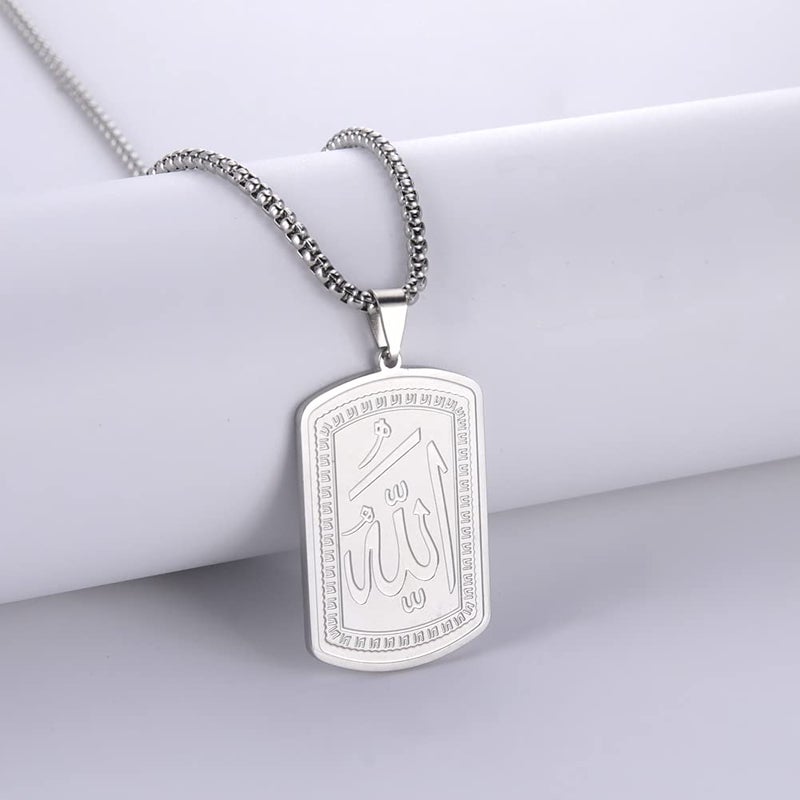 VASSAGO Allah Necklace for Women Men Stainless Steel Islamic Muslim Pendant Islam Religious Charm Jewelry Gift (Silver Allah Necklace) - Image 5