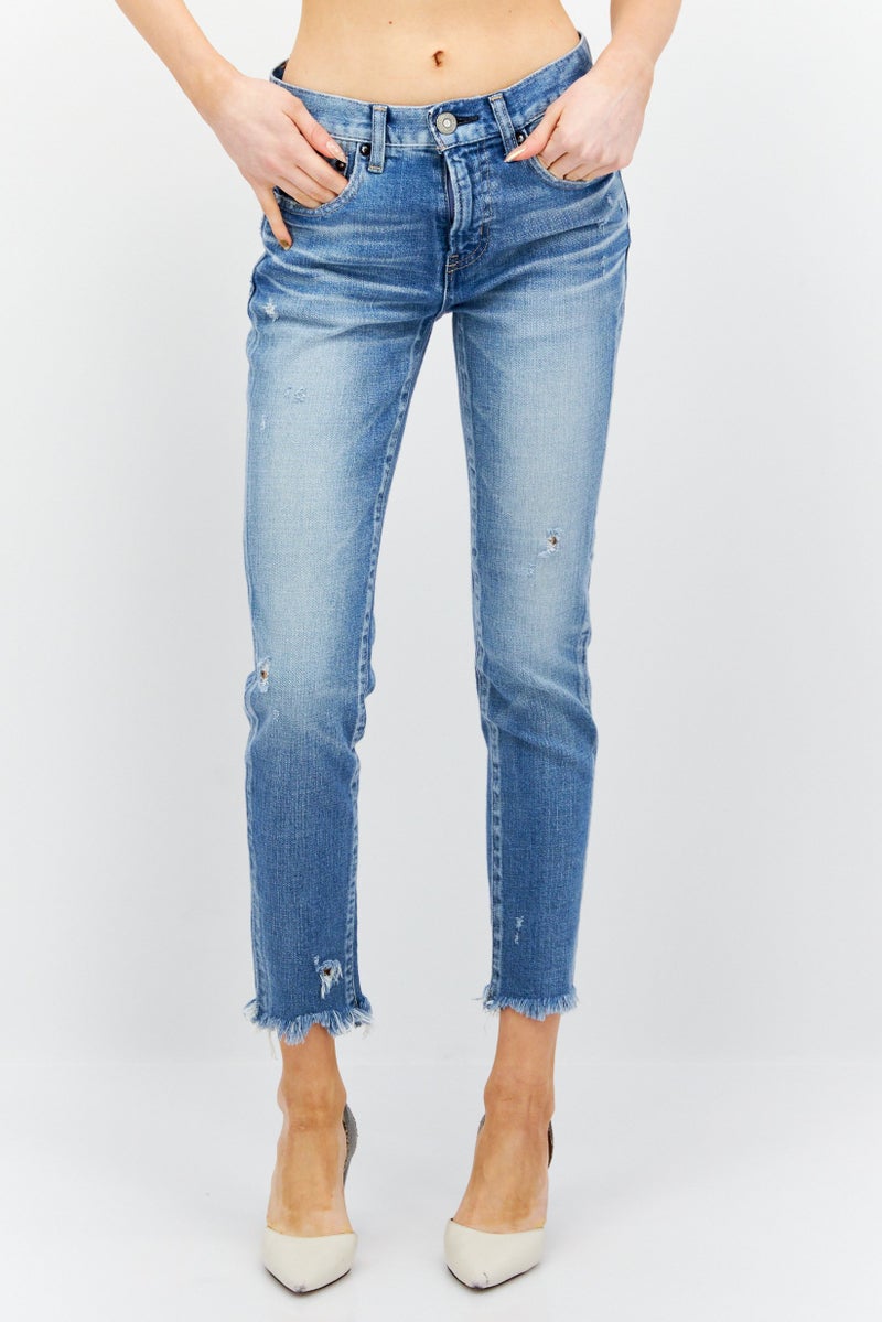 Moussy Women Regular Fit Washed Stretchable Jeans, Light Blue - Image 1