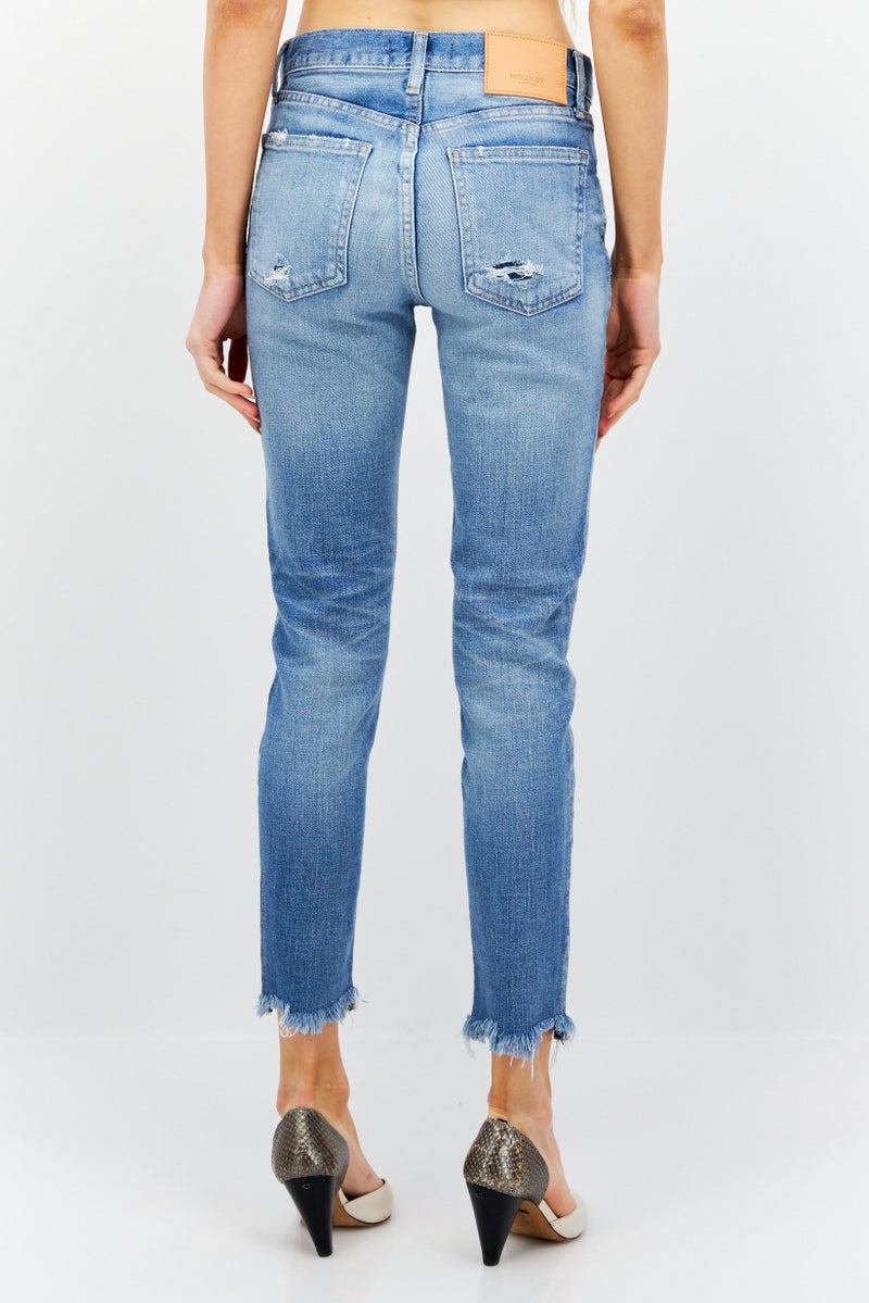 Moussy Women Regular Fit Washed Stretchable Jeans, Light Blue - Image 3