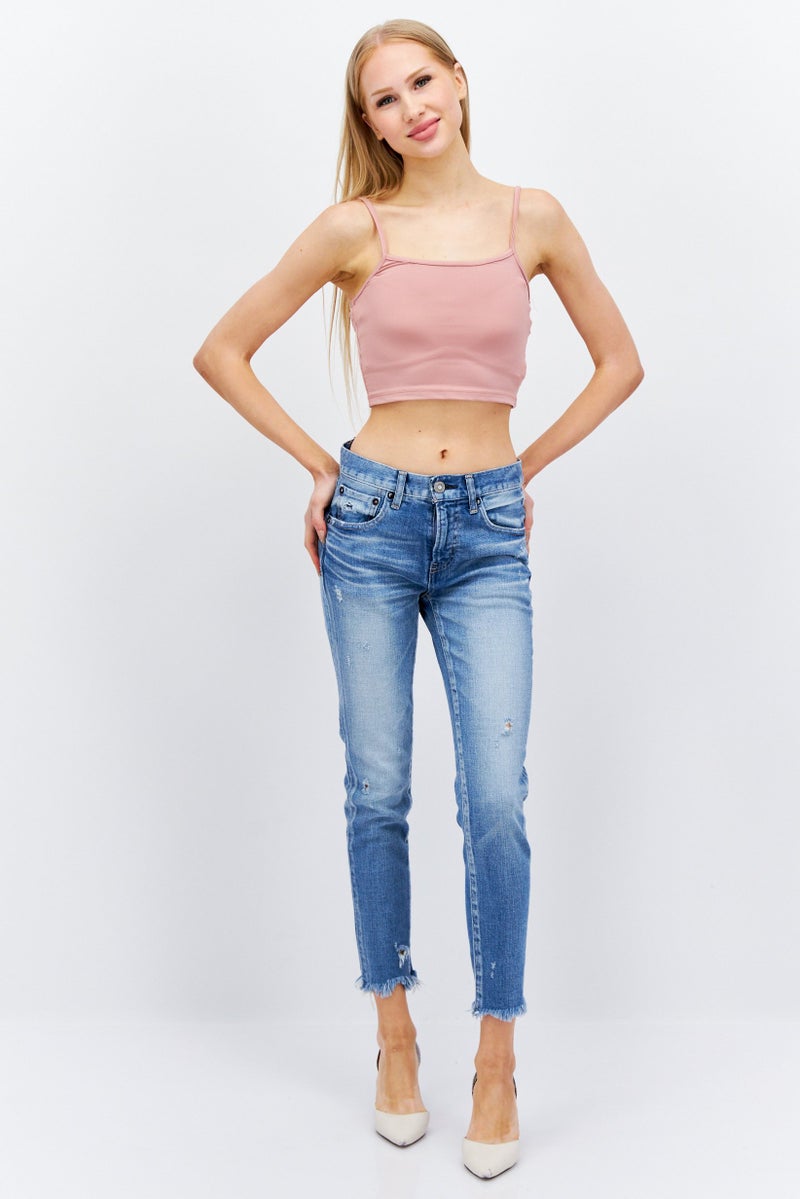 Moussy Women Regular Fit Washed Stretchable Jeans, Light Blue - Image 2