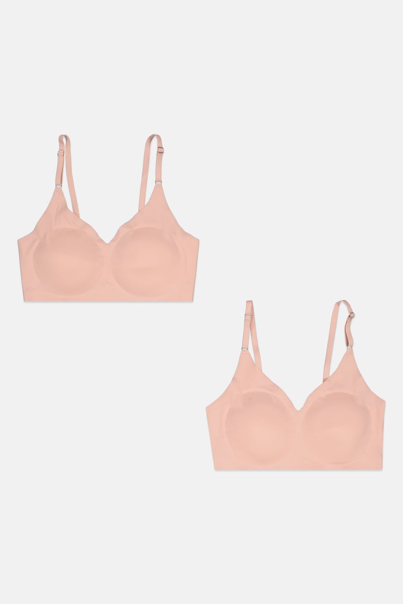 bebe Women 2 Pcs Plain Padded Bra, Light Pink - Image 1