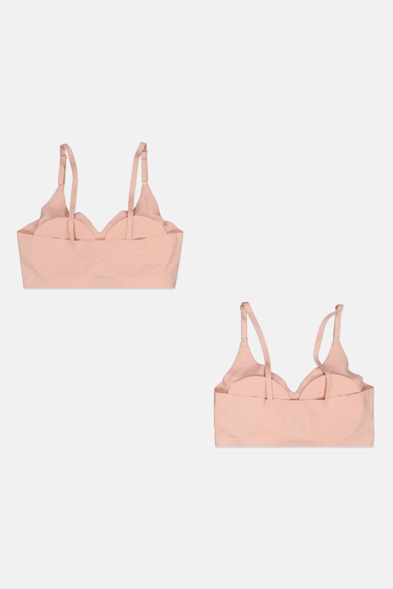 bebe Women 2 Pcs Plain Padded Bra, Light Pink - Image 2