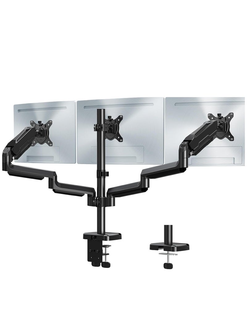 ELTRAZONE Triple Monitor Desk Mount – Full Motion Stand for Screens up to 32 Inches, Heavy Duty VESA Mount, Holds 30.9lbs per Monitor (Black) - Image 1