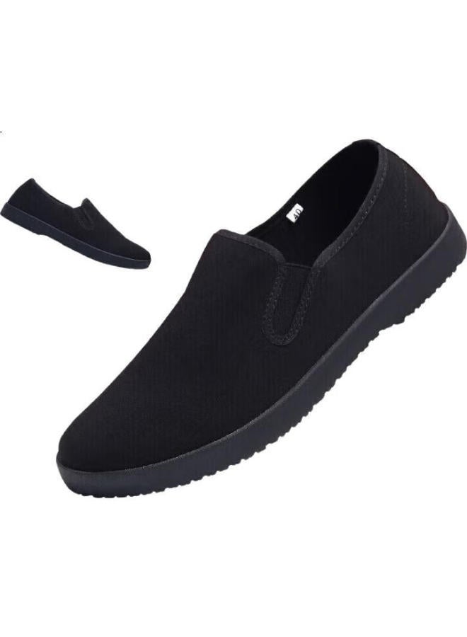 Busheyuan Traditional Casual Middle-Aged And Elderly Men'S Old Beijing Cloth Shoes 83X-1822 Black Size 38 - Image 1