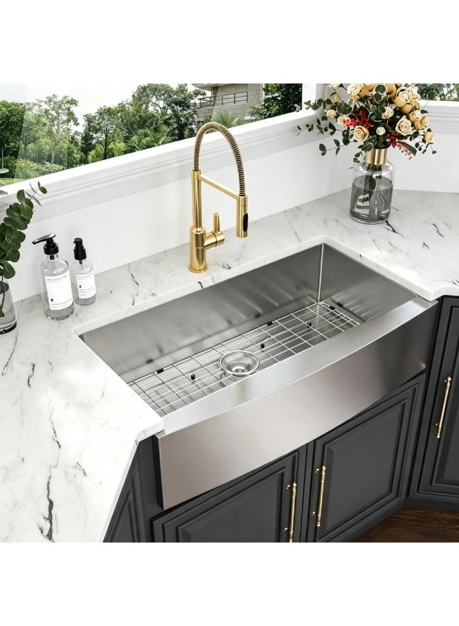 ELITE APRON SB9050S Freestanding Grey Matte Stainless Steel Kitchen Sink – Premium Single Bowl Apron Front Sink - Image 3