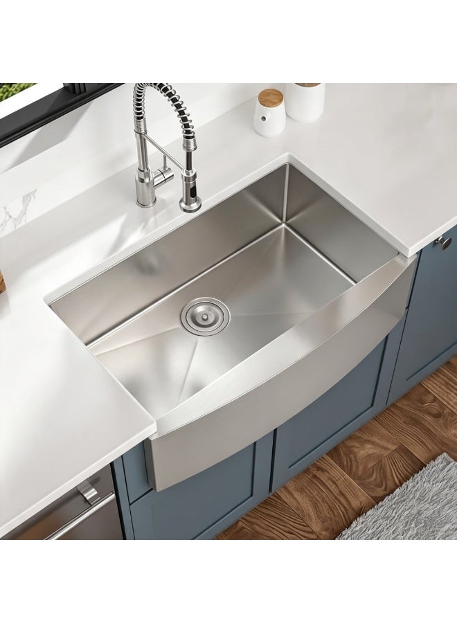 ELITE APRON SB9050S Freestanding Grey Matte Stainless Steel Kitchen Sink – Premium Single Bowl Apron Front Sink - Image 5