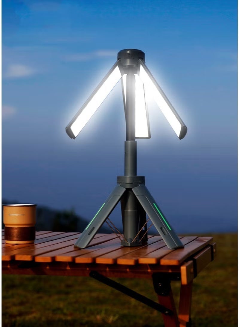 Rechargeable 8000mAh Camping and Work Light with Adjustable Stand 3.4 ft, 3000 Lumen Cordless Work Light Featuring 3 Adjustable Heads, Dimmable Emergency Flashlight with Telescopic Tripod - Image 2