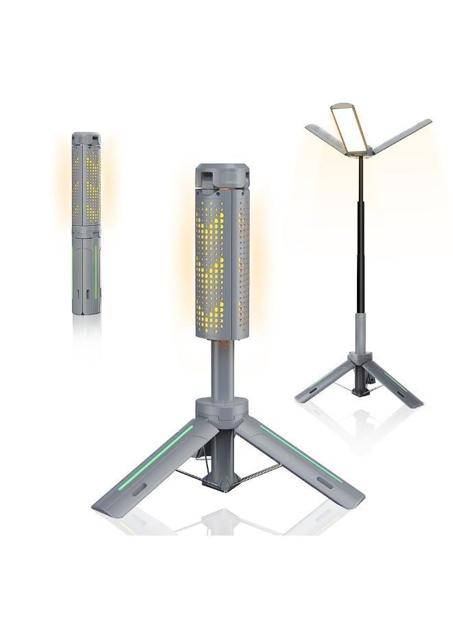 Rechargeable 8000mAh Camping and Work Light with Adjustable Stand 3.4 ft, 3000 Lumen Cordless Work Light Featuring 3 Adjustable Heads, Dimmable Emergency Flashlight with Telescopic Tripod - Image 1