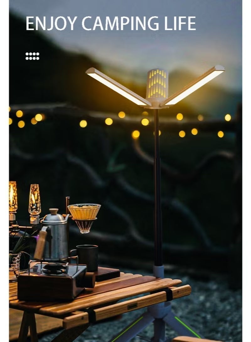 Rechargeable 8000mAh Camping and Work Light with Adjustable Stand 3.4 ft, 3000 Lumen Cordless Work Light Featuring 3 Adjustable Heads, Dimmable Emergency Flashlight with Telescopic Tripod - Image 3