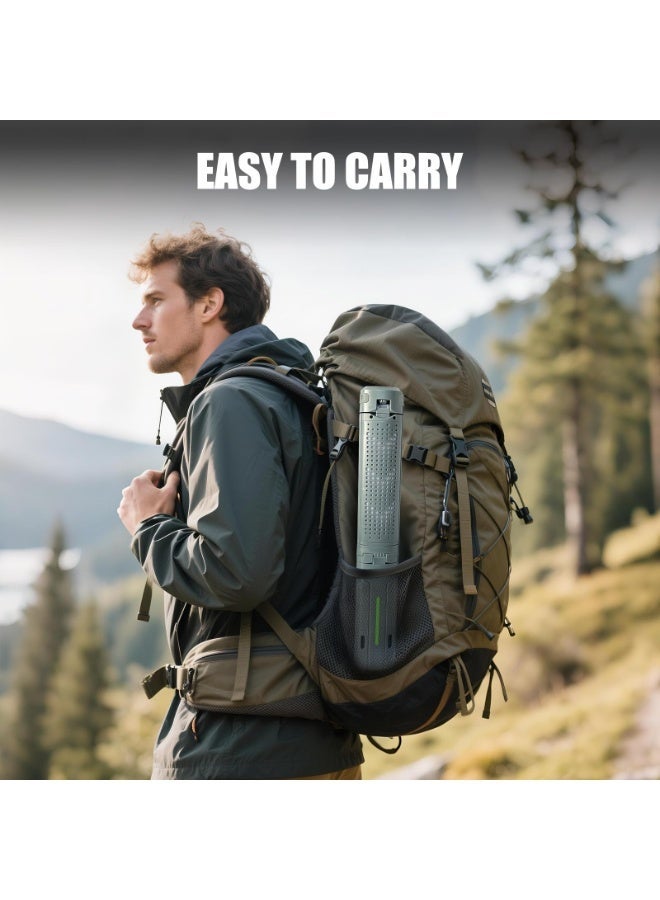 حامل شريط إضاءة تخييم تلسكوبي (حامل ثلاثي القوائم بطول 40 بوصة)، مصباح تخييم قابل لإعادة الشحن بسعة 8000 مللي أمبير، ومصباح يدوي فانوس - مناسب لانقطاع التيار الكهربائي، وحالات الطوارئ، والتخييم، والمشي لمسافات طويلة - Image 3