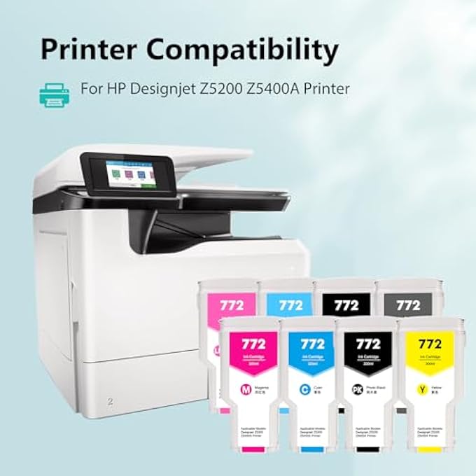 772 CYAN INK CARTRIDGE REPLACEMENT FOR DESIGNJET Z5200 Z5400A PRINTER INK CARTRIDGE 300ML(CN636A) - Image 2