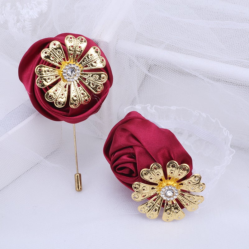 New Groom Best Man Corsage Bride Sister Group Wrist Corsage Ribbon Rose Wedding Props - Image 4